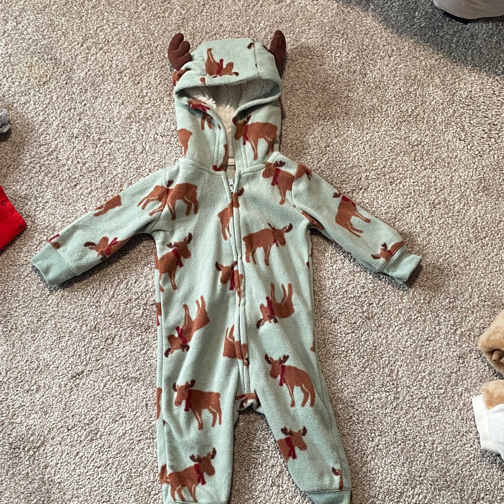 Carter's Green Moose Print Footie